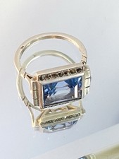 Bague Bleue En Argent Art Deco