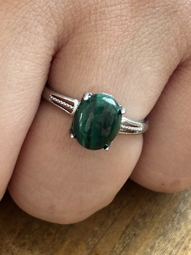 Bague malachite réglable - bague, en