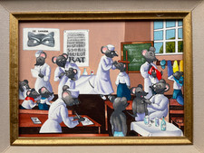 Art naïf Tableau Peinture Charlotte Lachapelle "visite médicale" Médecine Souris