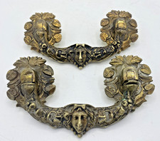 Antique pair of french door handles 19th century bronze castle