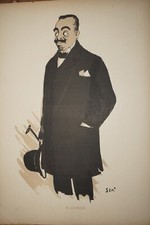 SEM LITHO ORIGINALE BELLE EPOQUE ART NOUVEAU CARICATURE BORDEAUX DANDY 1900 C