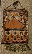 Ancien sac bourse aumônière XIXème Art Déco perles soie argent?