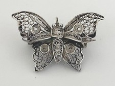 Vintage Silver Butterfly Brooch - 1930s Handcrafted Silver Filigree