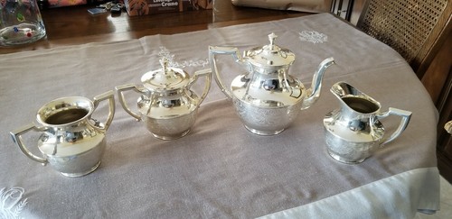 Antique silver plate tea set - silver, /