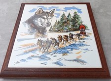 Vintage beau dessous de plat carreau Villeroy et Boch Musher traîneau Husky CA1x