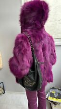 Purple velvet fox fur coat