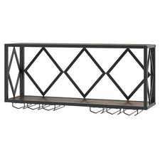 Casier à Vin Mural avec Bande Lumineuse LED 16 Couleurs 6 Supports à Verres Esp