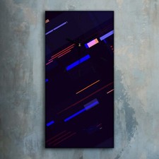 Horloge murale sur toile 30x60 Maison Néon Rayures et Lignes Futuriste