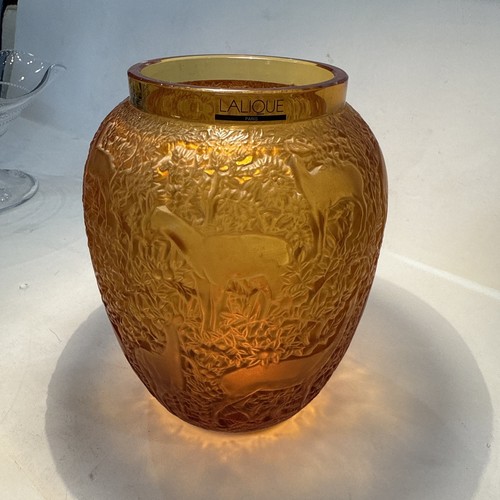 Lalique amber glass - lalique, vase