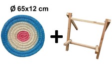Cible de tir à l'arc de paille Ø 65 x 12 cm peint + Stand