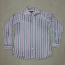 Chemise Rayures Arrow Homme L Bleu Rose Manches Longues Coton