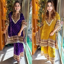 COSTUME BOLLYWOOD PAKISTANAIS INDIEN MARIAGE PLAZZO CAFTAN SALWAR KAMEEZ...