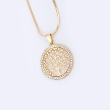 Collier Arbre de Vie Pendentif Strass Bijoux Cristal Mode Femme Or Argent