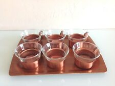 Set de six tasses en verre avec plateau style scandinave/ vintage années 60-70