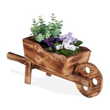 Brouette pour Plantes Bois brûlé Jardin décoration Design Vintage HxlxP 19 x ...