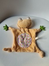  DOUDOU PLAT  GRENOUILLE  vert orange Fait Main