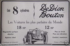 PUBLICITÉ 1919 DEDION BOUTON LES 8 CYLINDRES 18HHP ET 12 HP - ADVERTISING