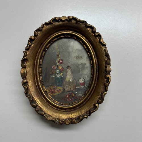 Oval framed oil - oval, painting