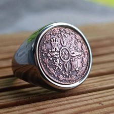 Bague Chevalière Monnaie Royale de Ségovie Royaume d'Espagne Fait Main