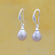 Mignonnes Boucles d'Oreilles Gouttes d'eau en Perles de Culture et Argent 925 