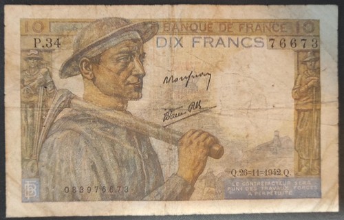 France billet francs mineur - 10,