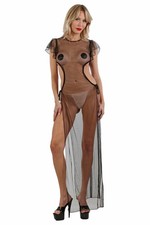 Déshabillé Long Transparent en Tulle Ajouré à Liens Latéraux – Soisbelle®