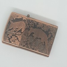 ANCIEN BRIQUET a Gaz electro 1 Face Combat de Cerf et 1 face 2 oiseaux Colibri