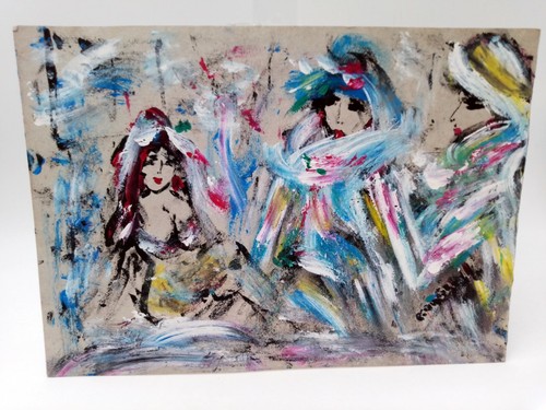 Tableau gouache sur - carton, "