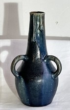 VASE GRES CHARLES MAES SINT AMANDSBERG BELGIQUE H 20,5cm BLEU MARQUÉ 3 ANSES XX