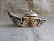 ENCRIER EN FAÏENCE DE DESVRES - DÉCOR ROUEN BONSECOURS