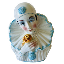 Grand buste Pierrot vintage Capodimonte Italie 70s pastel kitsch