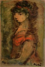Sylvain VIGNY Jeune fille 1950 huile sur carton