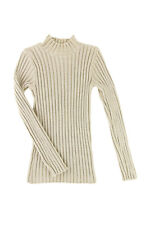 Pull ajusté en maille tricot de coton beige | La City | Vintage 90s