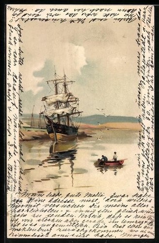 Lithographie voilier deux - lithographie,