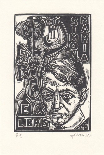 Exlibris livre art - livre, bois
