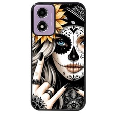 Coque noire pour Moto E14 tete de mort tatoo