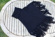 poncho col roulé noir femme en lainage JENNIFER taille unique
