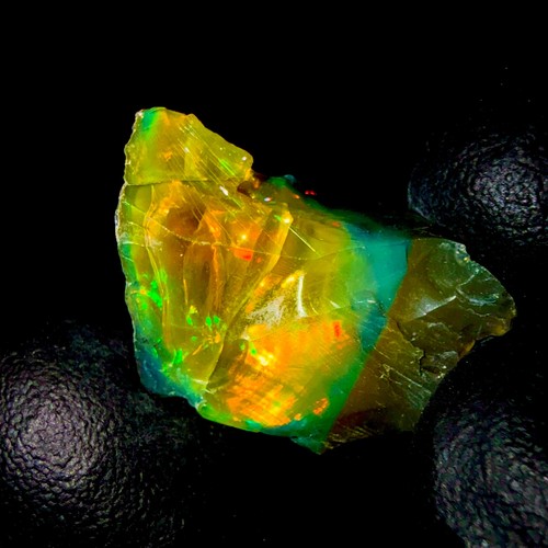 Opale noire brute feu - opale,