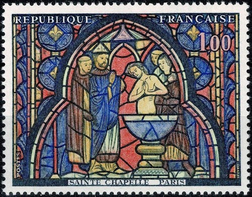 France 1966 vitrail sainte - vitrail,