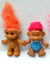 JOUET VINTAGE LOT 2 TROLL DOLL FIGURINE 1980'S PLASTIQUE FIGURE