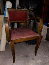 fauteuils chaise bois bridge velour rouge clouté doré 