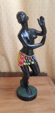 Statuette en plâtre années 50 danseuse noire, H: 42 cm, poids: 1,55 kg