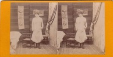 PHOTO STEREOSCOPIQUE   80X150     JEUNE FEMME EN TENUE DE NUIT  (2)