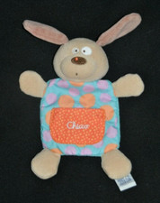 ?Doudou Plat Lapin Chien CHICCO Beige Bleu Pois Poche Orange Bruissement Papier