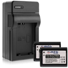 2x Batteries NP-FW50 + Chargeur pour Sony DSLR-A3000, A-5000, A-6000 