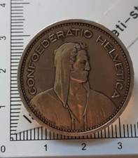 R12501 pièce de monnaie argent montée en broche 5 francs suisse 1953 B 