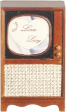 Maison de Poupées Mi Siècle Noyer Télévision TV JBM Miniature Meuble de Salon