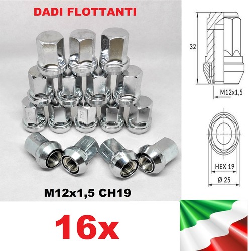 Kit m12x1 écrous - 16, m12x1,5