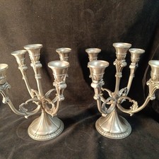 Paire De Candélabres En Etain