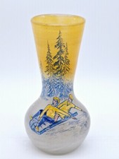 Vase Legras neige luge et paysage de montagne No Daum No Gallé No schneider